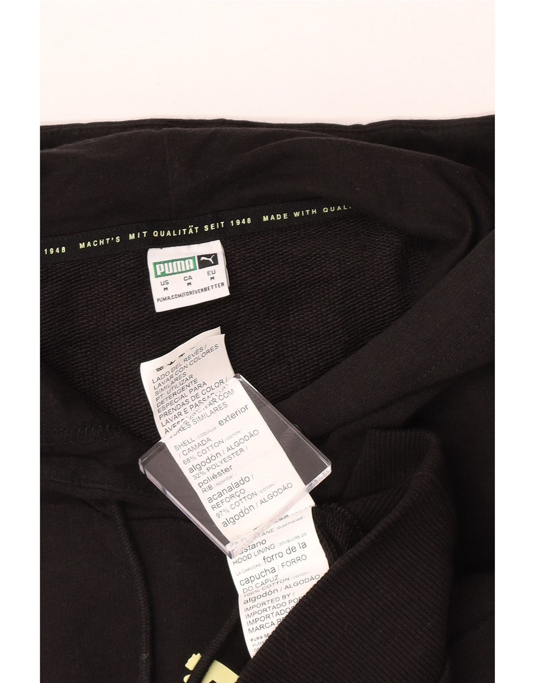 Puma Womens Graphic Crop Hoodie Pullover UK 14 Mittelschwarze Baumwolle