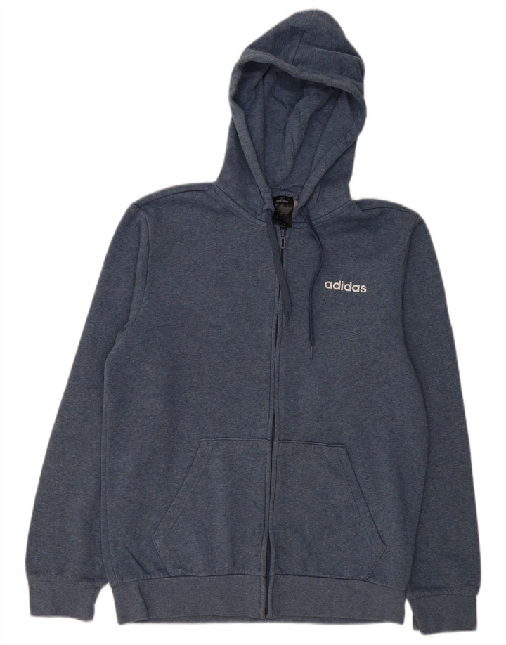 ADIDAS Mens Graphic Zip Hoodie Sweater Medium Navy Blue Cotton