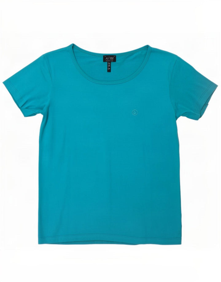 Armani Jeans Damen T-Shirt Top UK 12 Mittelblau