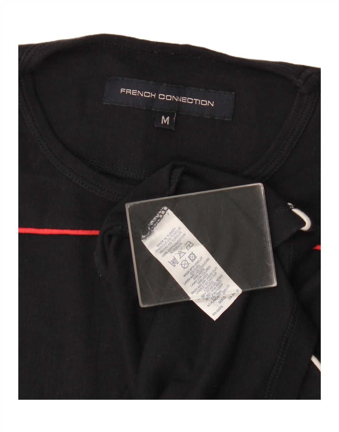 French Connection Herren-Oberteil, langärmelig, mittelschwarz, gestreift, Baumwolle