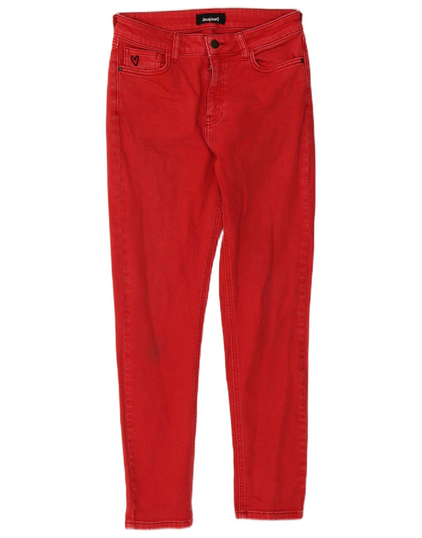 Desigual Damen Skinny Jeans EU 38 Medium W28 L26 Rote Baumwolle
