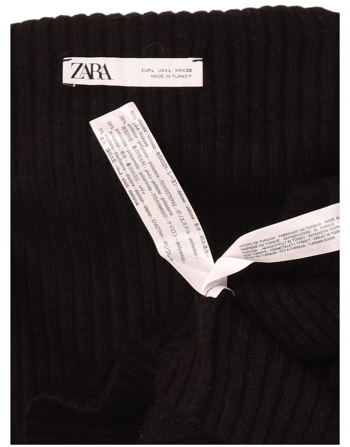 Zara Damen Crop Oversized Rollkragenpullover Pullover UK 16 Large Schwarz