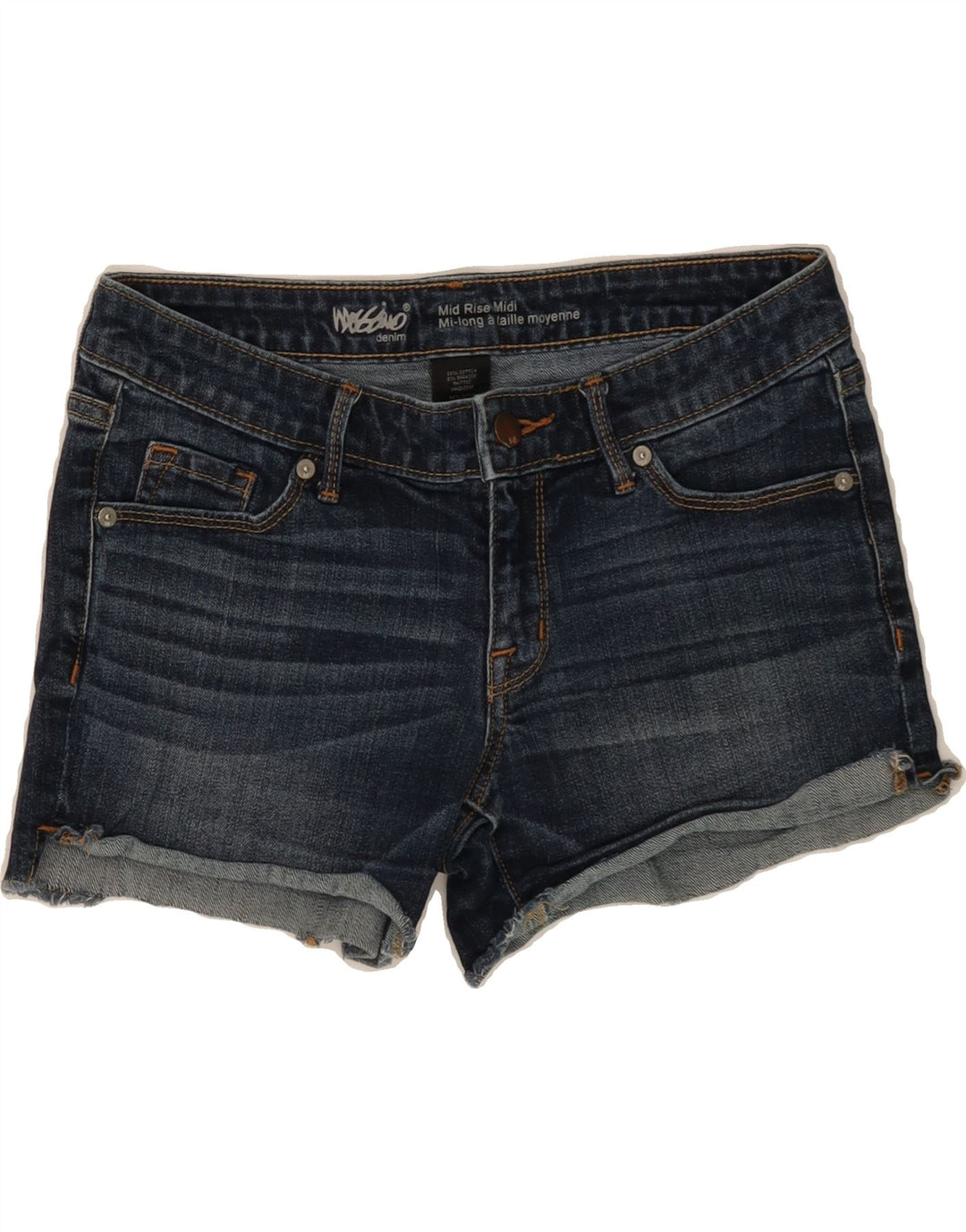 MOSSIMO Womens Mid Rise Denim Shorts US 4 Small W30 Navy Blue Cotton Vintage Mossimo and Second-Hand Mossimo from Messina Hembry 