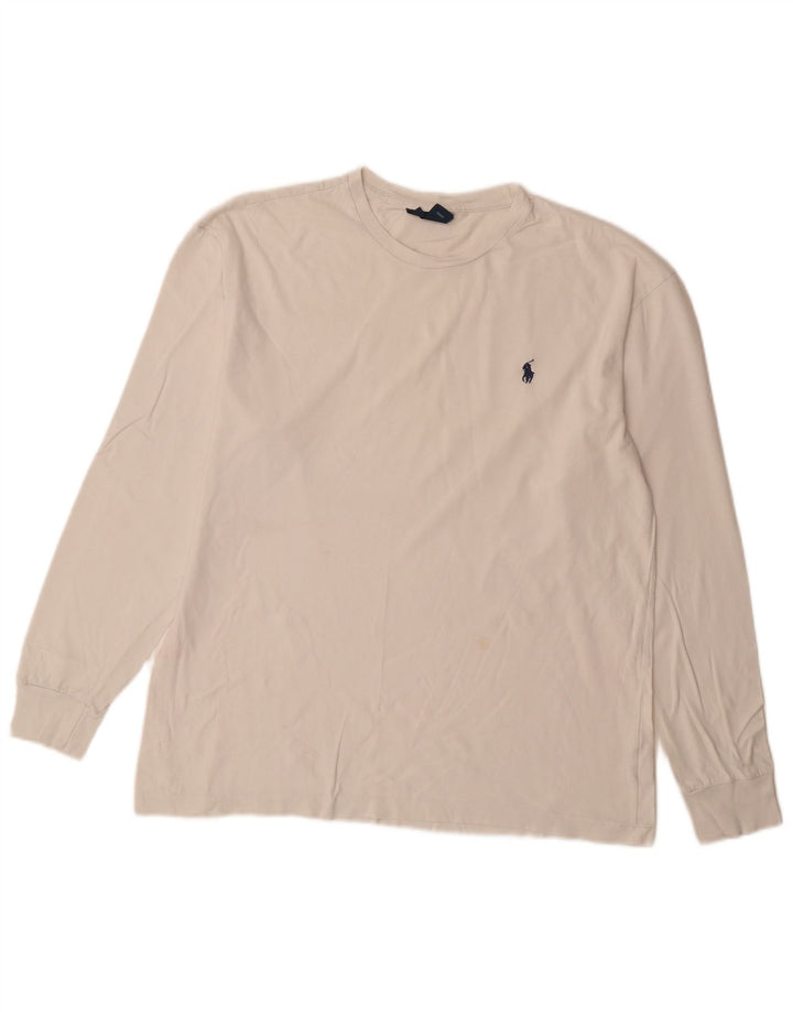 Polo Ralph Lauren Herren-Top, langärmelig, klein, weiße Baumwolle
