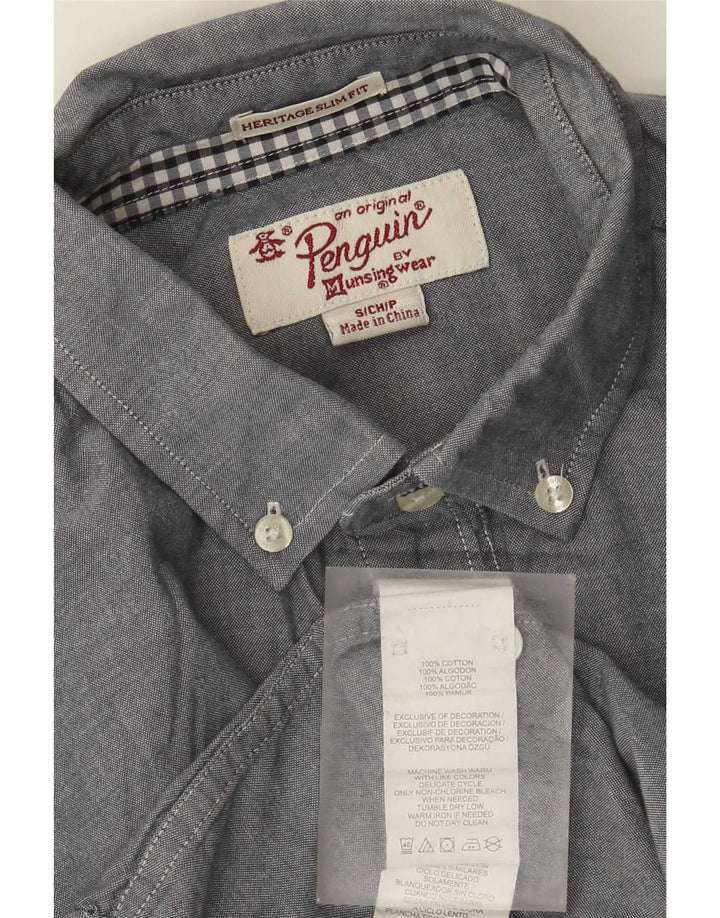 Penguin Herren Heritage Slim Fit Hemd, Größe S, Grau, Baumwolle