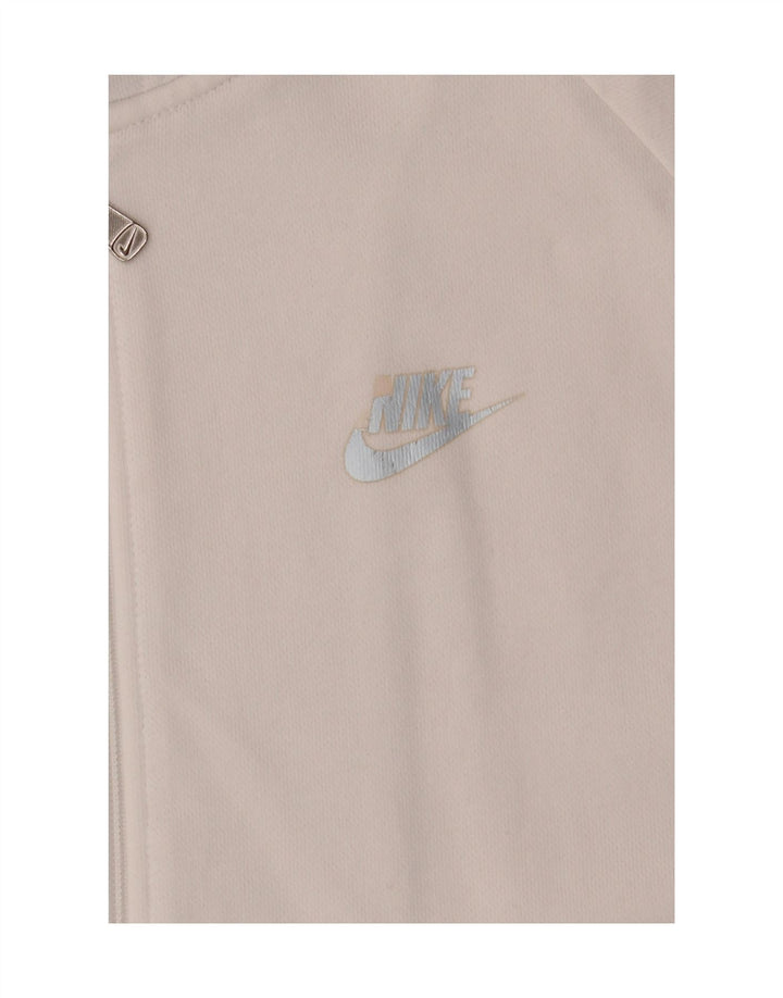 Nike Damen Zip Hoodie Pullover UK 14/16 Large Off White Cotton