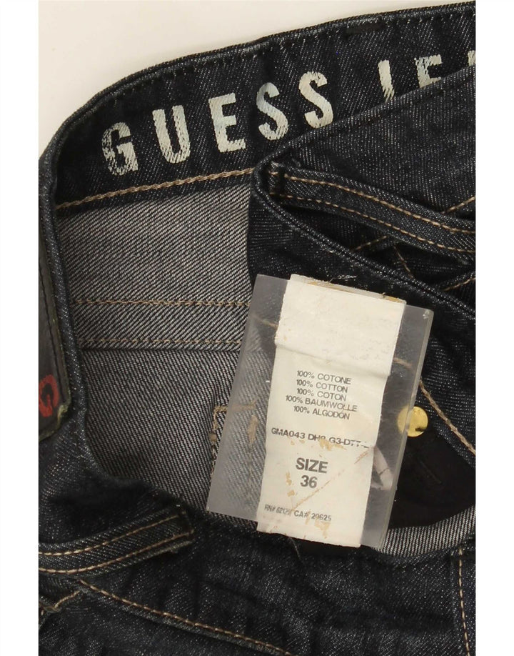 Guess Herren Straight Jeans W36 L33 Blaue Baumwolle