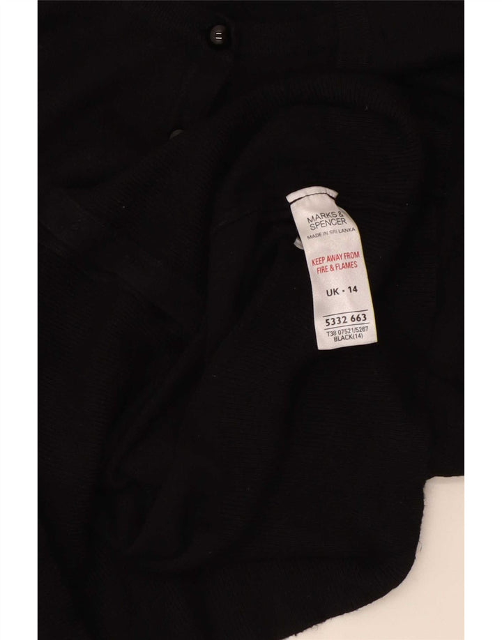 Marks & Spencer Damen Crop Cardigan Pullover UK 14 Mittelschwarze Viskose