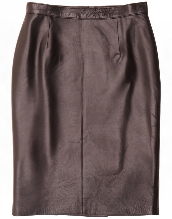 Vintage Damen Lederrock IT 44 Medium W28 Schwarz