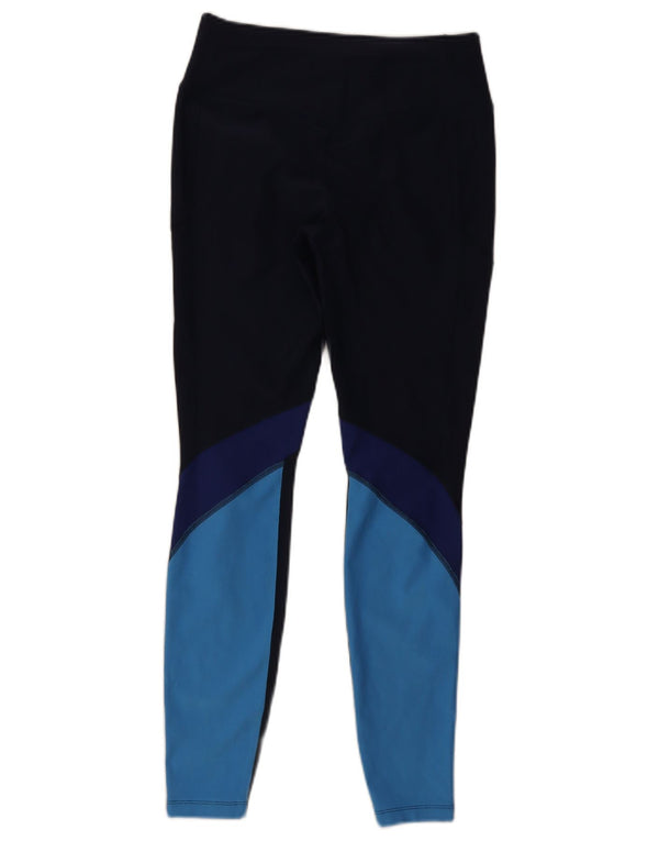 Nike Damen Dri Fit Leggings UK 12 Medium Marineblau Farbblock