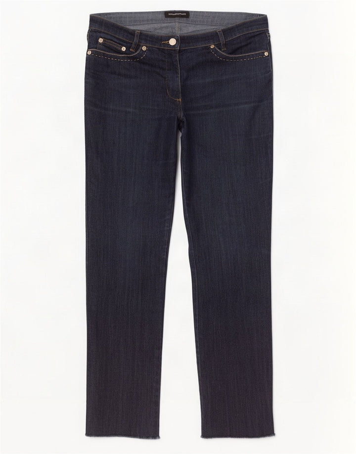 Roccobarocco Damen Straight Jeans W32 L29 Marineblau Baumwolle