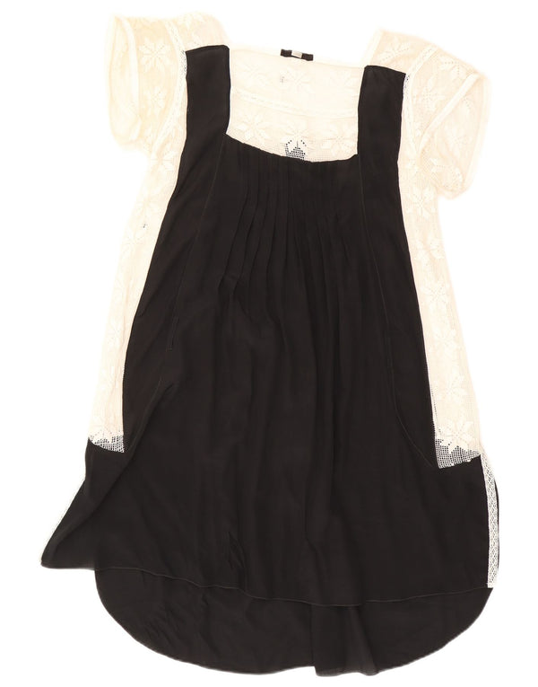 Vintage Damen Empire Kleid IT 44 Mittelschwarze Blumenseide
