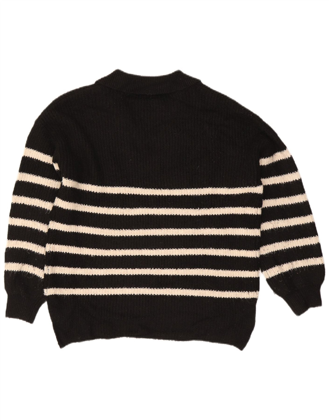 Marks & Spencer Damen-Pullover mit Polokragen, Gr. 14, mittelschwarz gestreift
