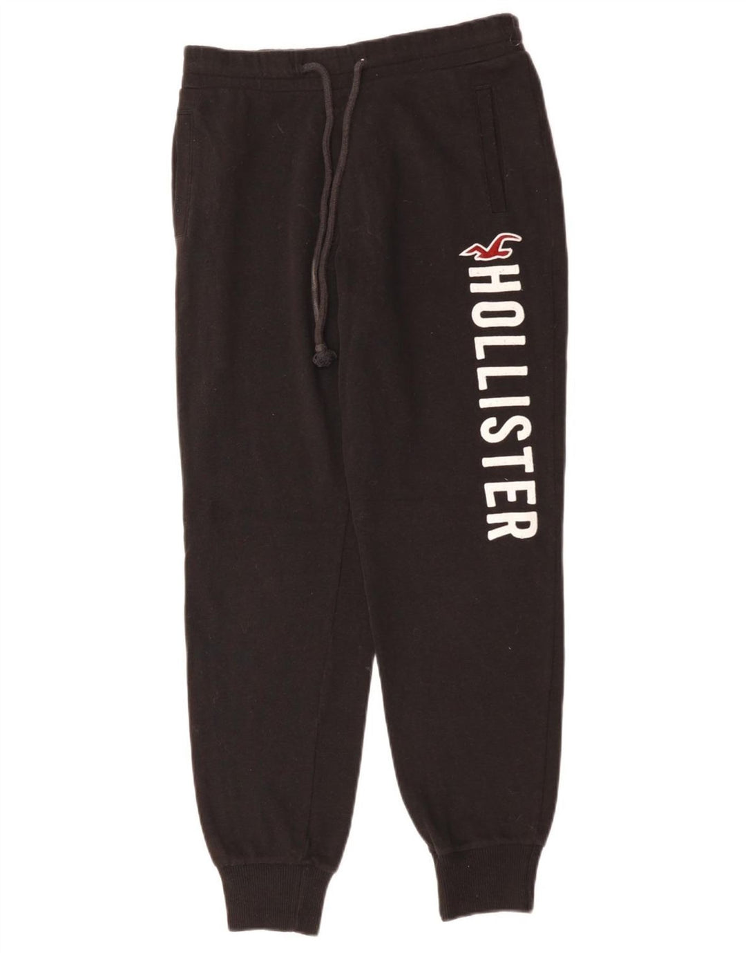 HOLLISTER Damen-Trainingsanzug mit Grafik, Jogginghose, UK 6 XS, schwarze Baumwolle