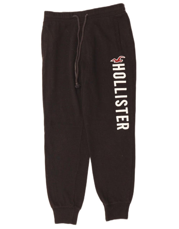 HOLLISTER Damen-Trainingsanzug mit Grafik, Jogginghose, UK 6 XS, schwarze Baumwolle