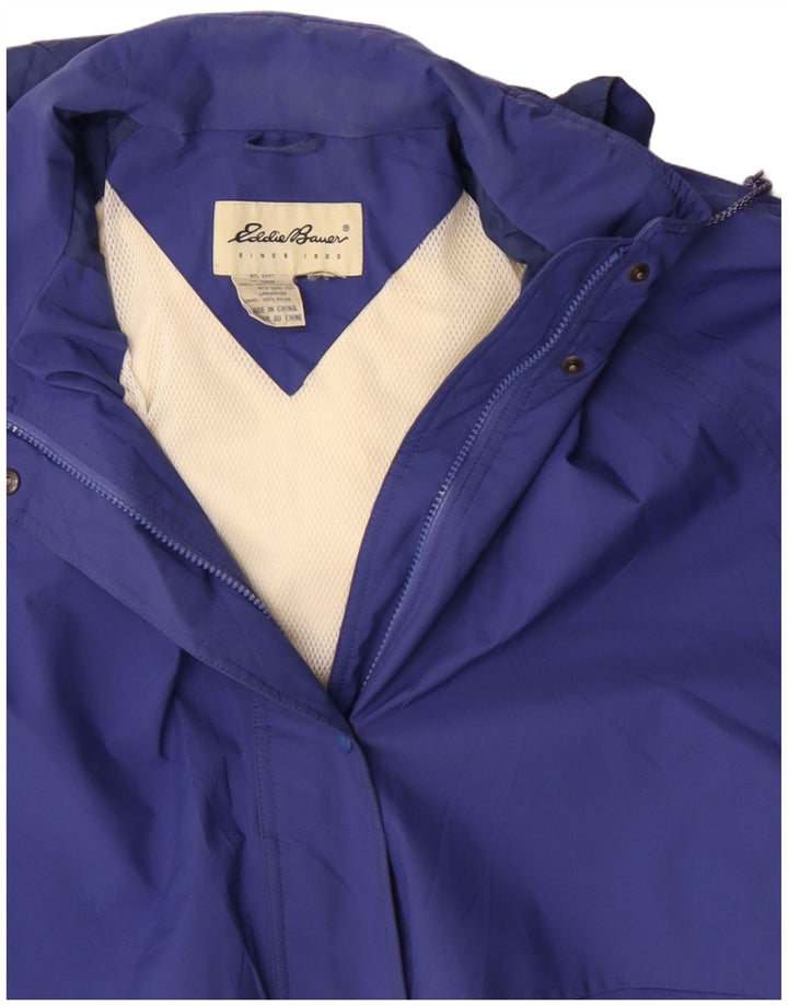 EDDIE BAUER Damen-Windbreaker-Mantel mit Kapuze, UK 20 2XL, blaues Polyester