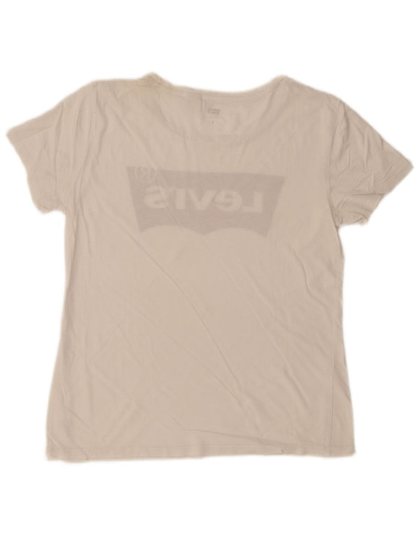 LEVI'S Damen Grafik-T-Shirt-Oberteil UK 12 Medium Off White