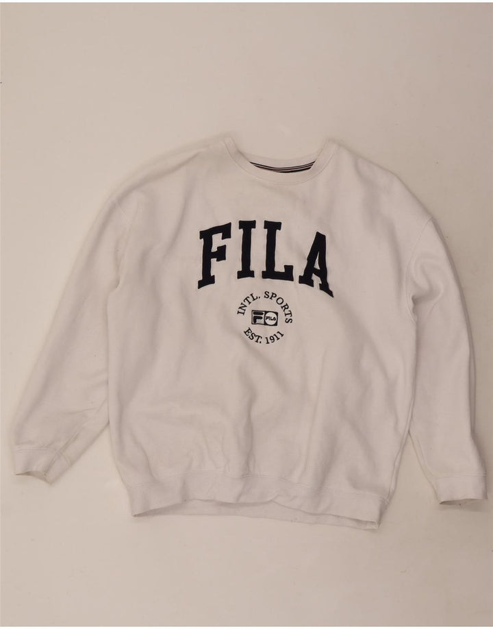 Fila Herren-Sweatshirt mit Grafik, groß, aus weißer Baumwolle