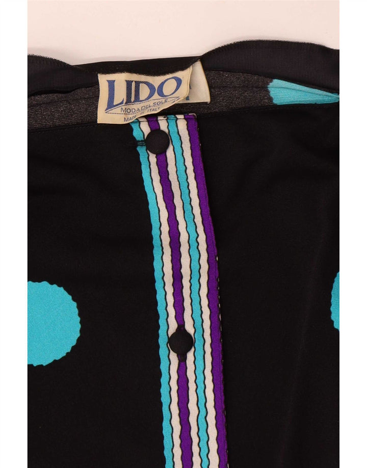 Lido Damen Etuikleid UK 14 Großes schwarzes geometrisches Polyamid