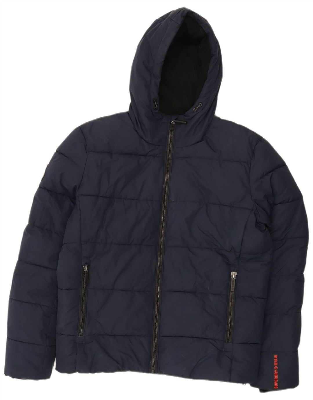Superdry Herren-Kapuzenjacke, wattiert, UK 38, mittelmarineblau, Polyester