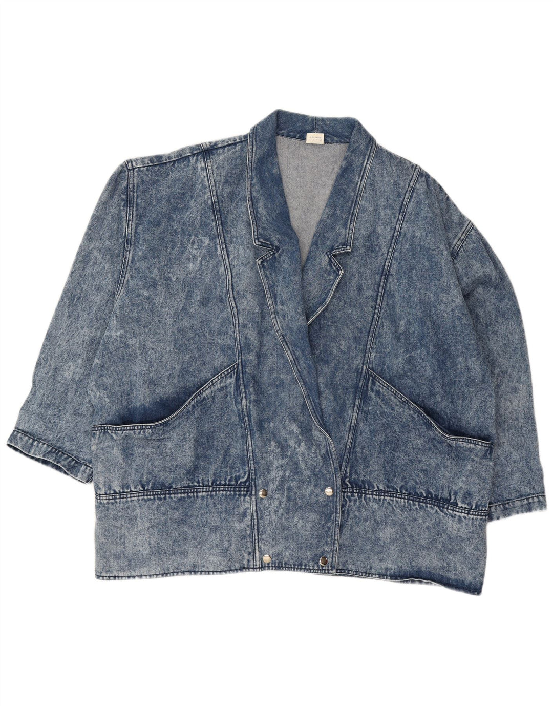 VINTAGE Damen Übergroße zweireihige Jeansjacke EU 54 5XL Blau