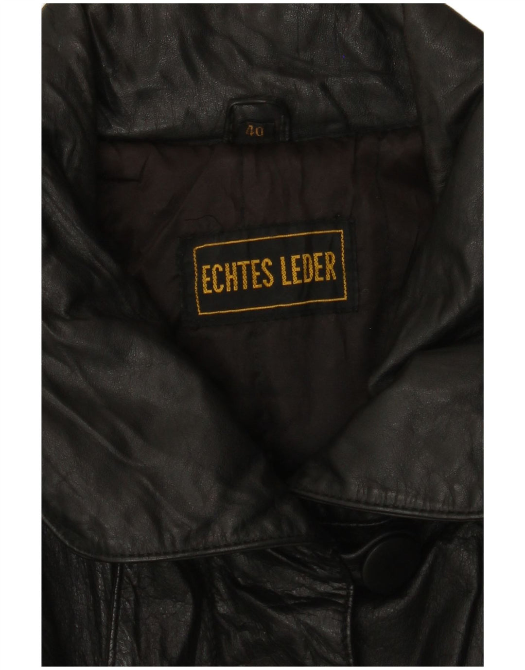 Vintage Damen Loose Fit Ledermantel EU 40 Mittelschwarzes Leder