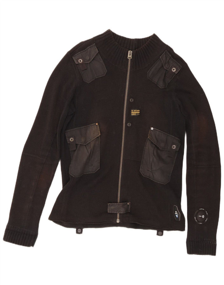 G-Star Herren-Cardigan mit durchgehendem Reißverschluss, mittelschwarz, Baumwolle
