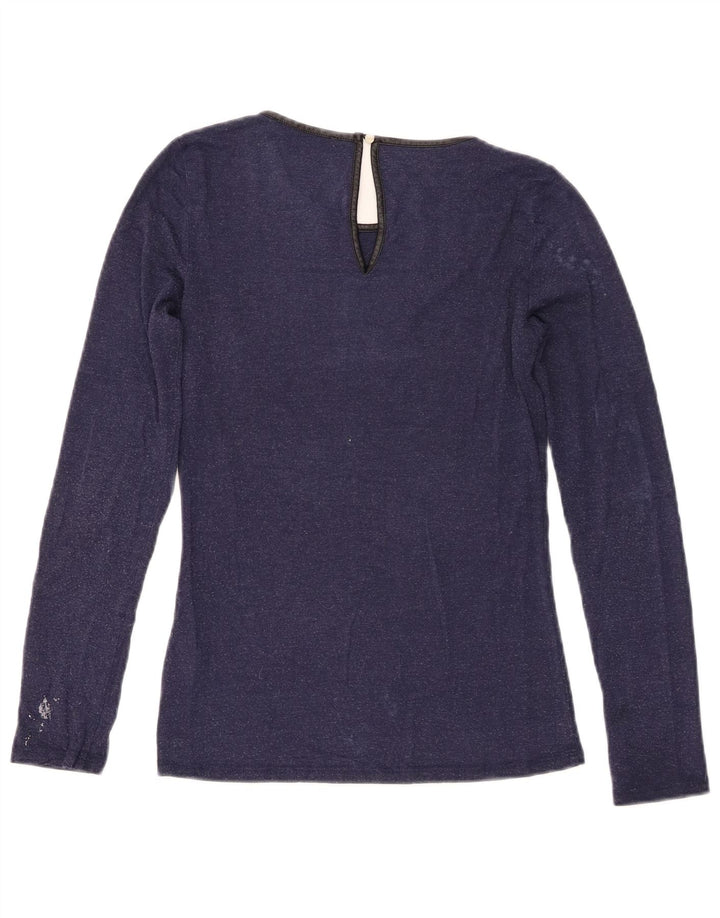 Oasis Damen Top Langarm UK 6 XS Marineblau Viskose