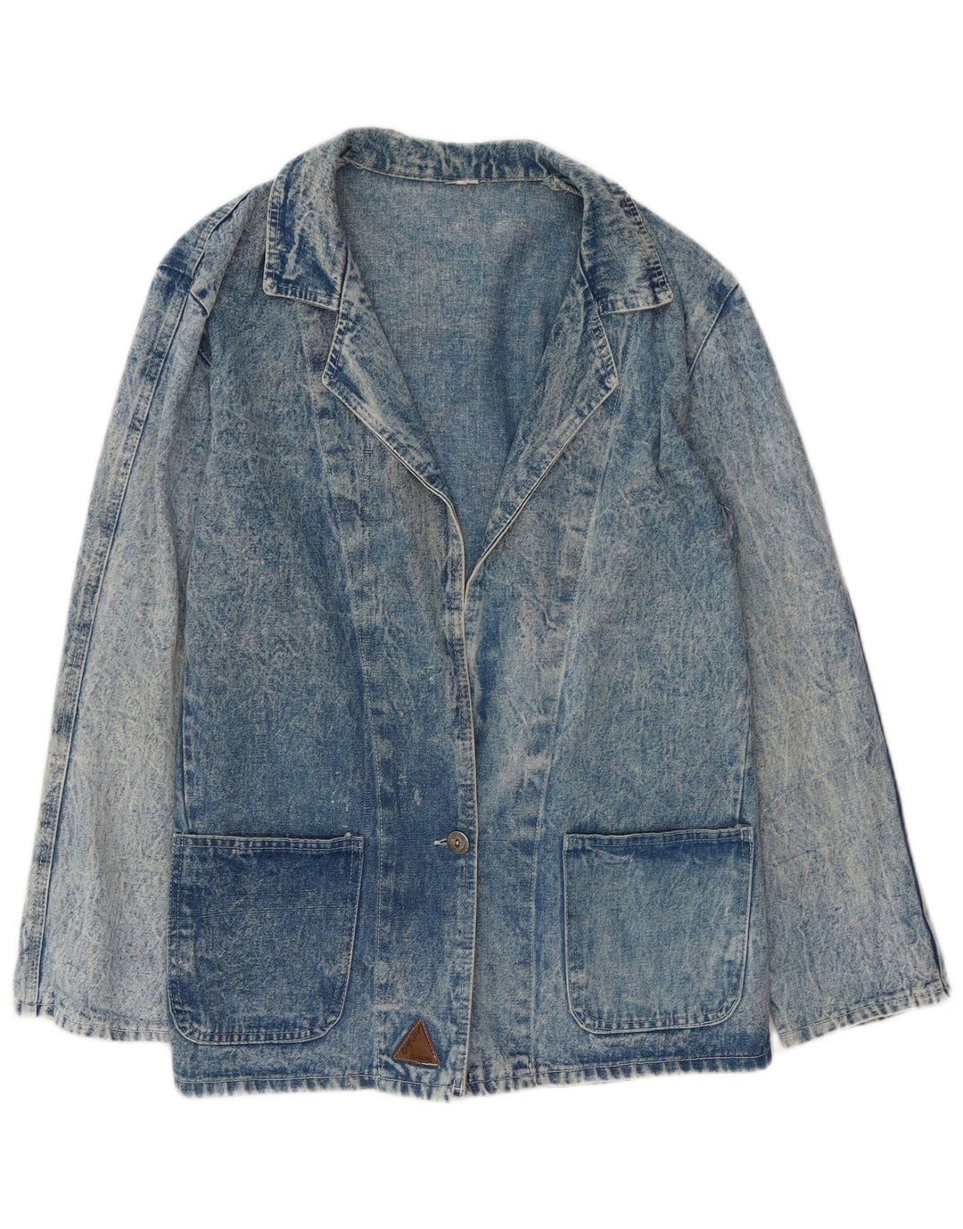 VINTAGE Damen Denim 1-Knopf-Blazerjacke UK 16 Large Blau