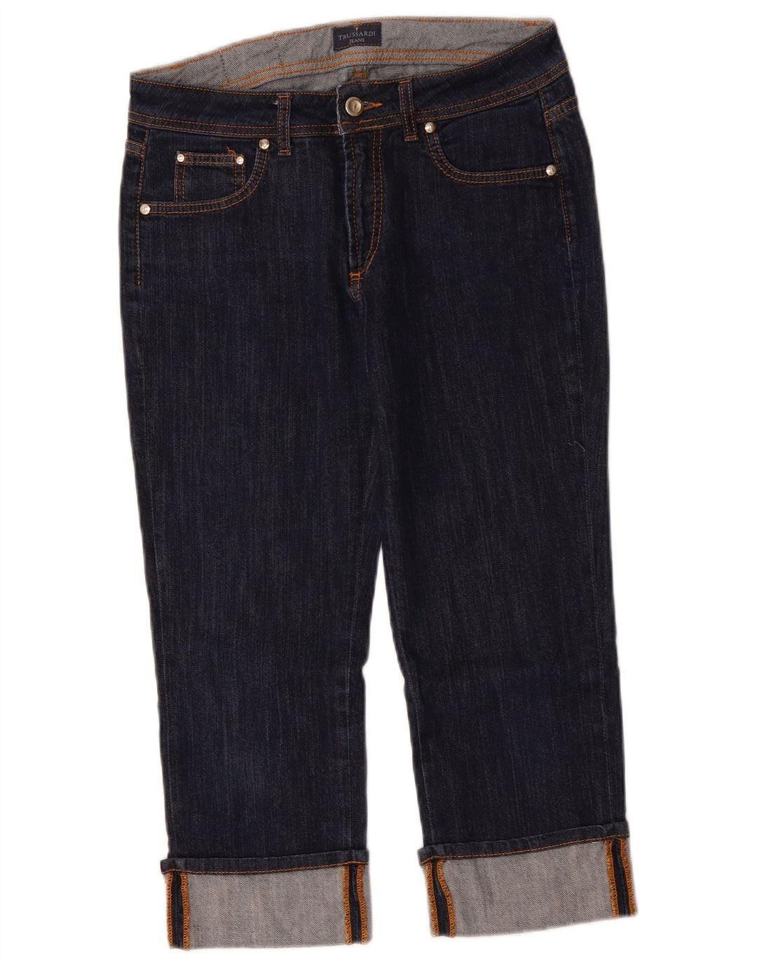 TRUSSARDI Damen Capri-Jeans W29 L22 Marineblaue Baumwolle