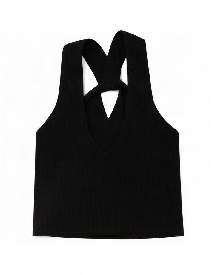 Zara Damen Crop Neckholder Top UK 14 Large Schwarz