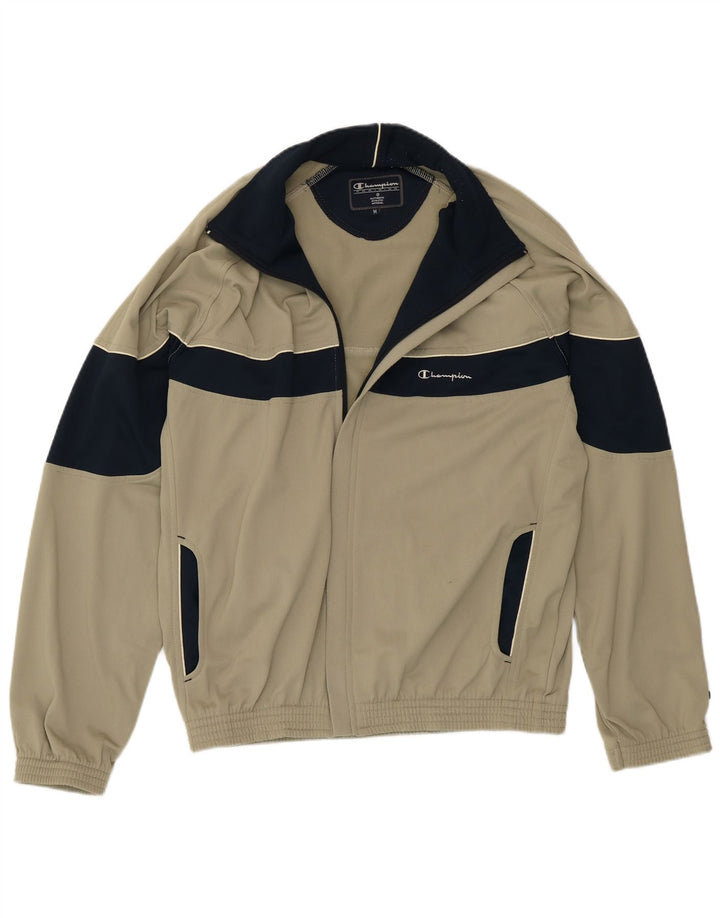 Champion Herren-Trainingsanzug-Oberjacke, mittleres Khaki, Farbblock-Polyester