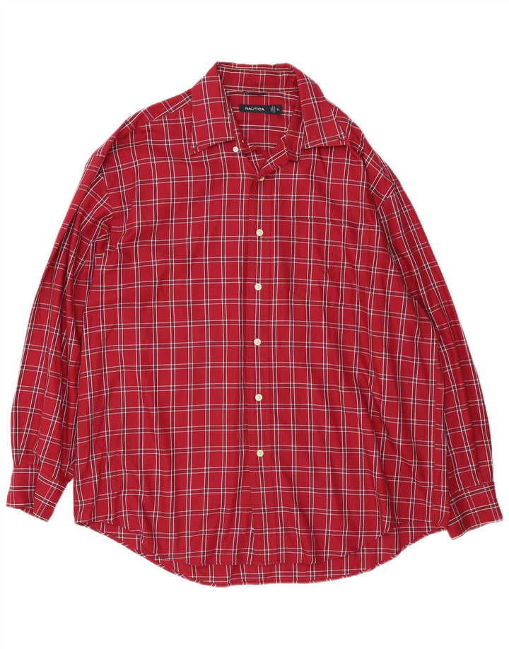 Nautica Herrenhemd XL, rot kariert, Baumwolle