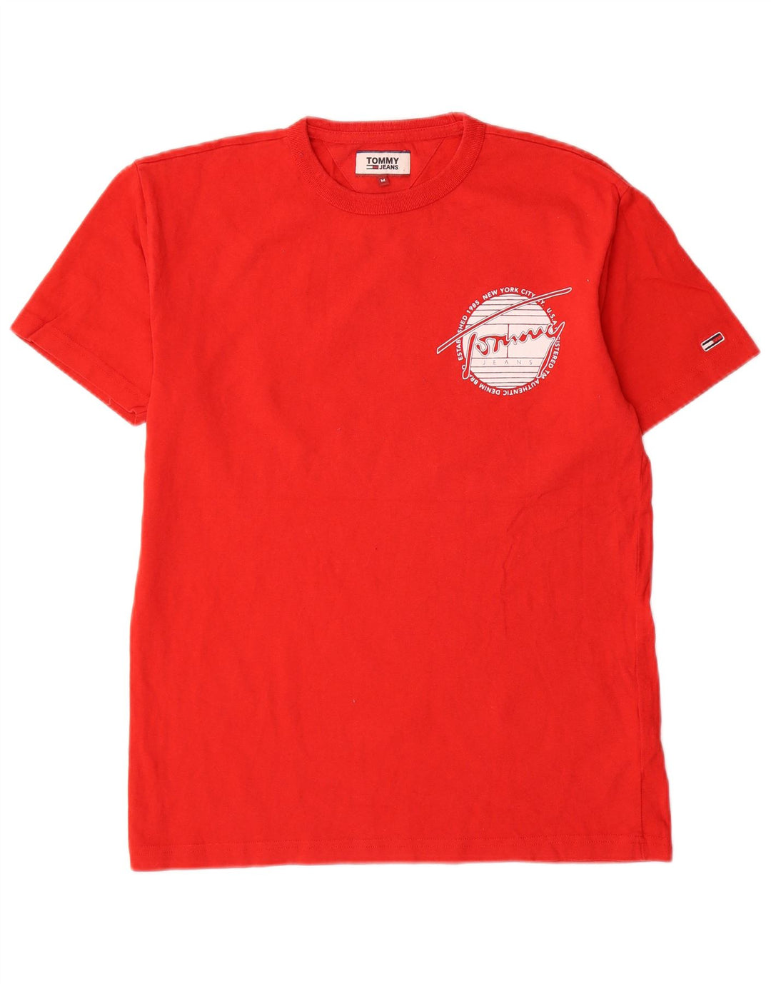 Tommy Hilfiger Herren-T-Shirt mit Grafik, mittelrote Baumwolle