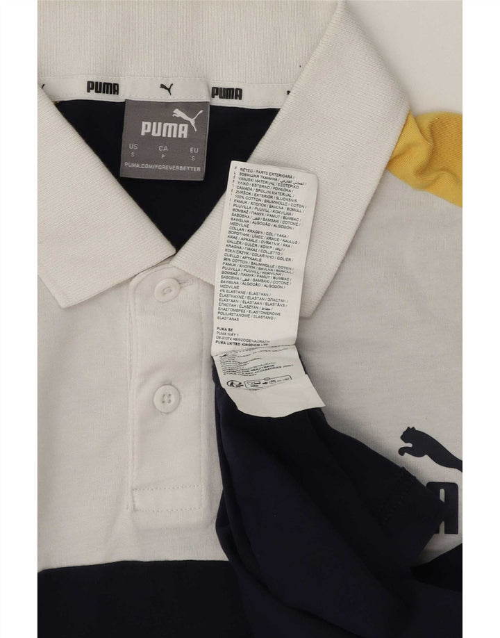 Puma Herren-Poloshirt, Größe S, weiß, Colourblock-Baumwolle