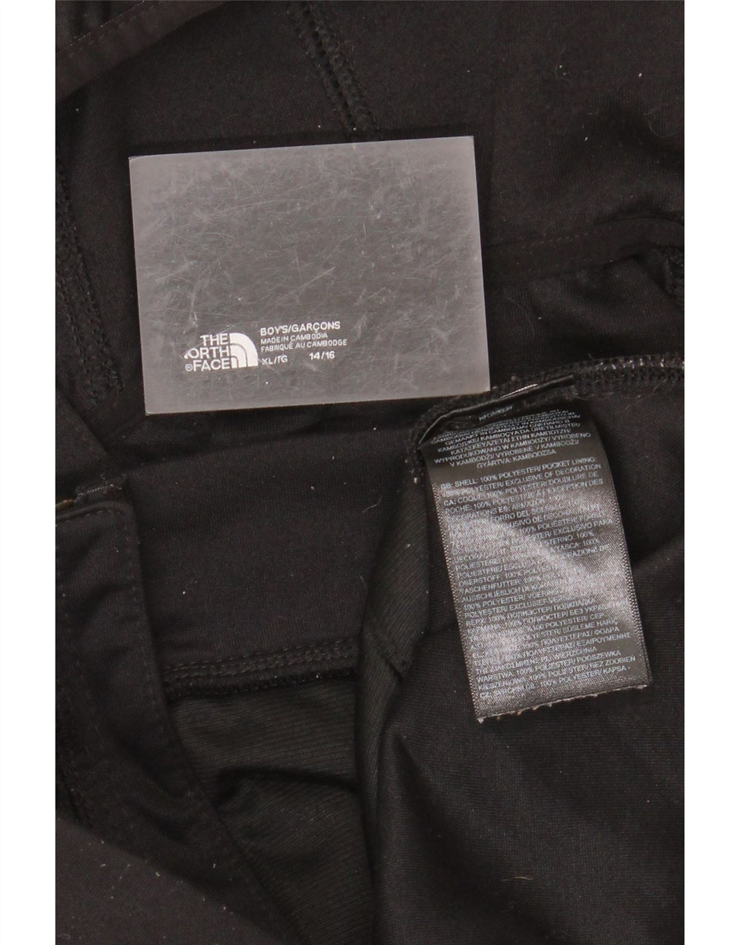 THE NORTH FACE Jungen-Kapuzenpullover mit Reißverschluss, 14–15 Jahre, XL, schwarzes Polyester