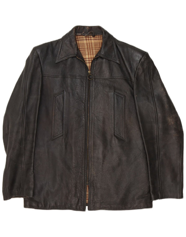 Vintage Herren Lederjacke UK 40 Large Schwarz