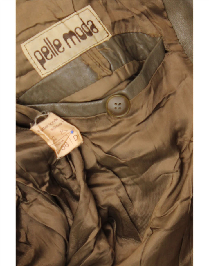 VINTAGE Herren Lederjacke IT 56 3XL Braunes Leder