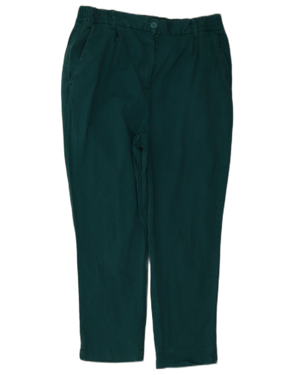 Benetton Damen-Hose mit kurzem Schnitt, UK 12, Größe M, W32, L25, grüne Baumwolle