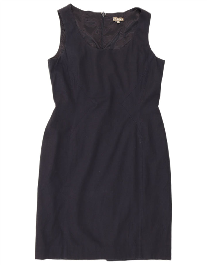 Jigsaw Damen Ärmelloses Etuikleid UK 14 Medium Marineblau Viskose