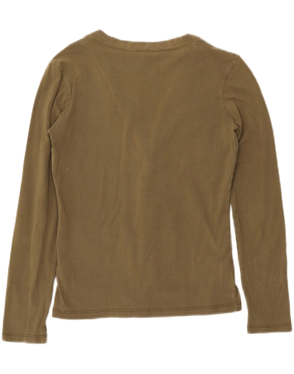 CALVIN KLEIN JEANS Womens Cardigan Sweater UK 10 Small Khaki Cotton