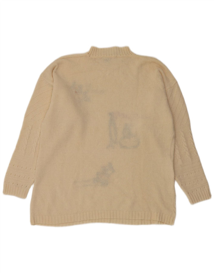 Vintage Damen Rollkragenpullover mit grafischem Rollkragen, Gr. 14, mittelgrau