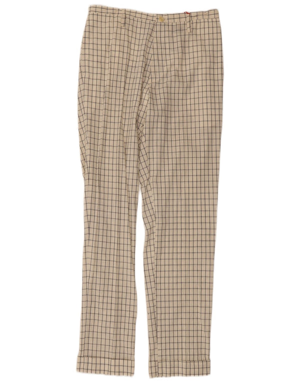 Vintage Damen gerade Chinohose IT 44 Medium W30 L31 Off White Check