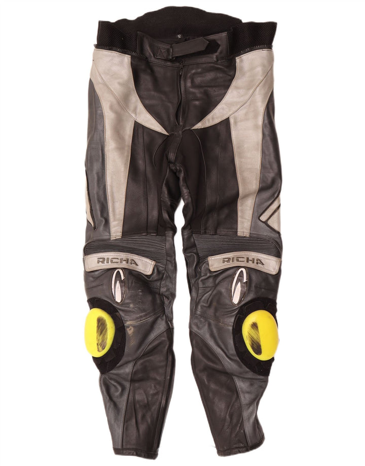 Richa Herren-Lederhose, EU 52, Größe L, W34, L29, Schwarz, Farbblock