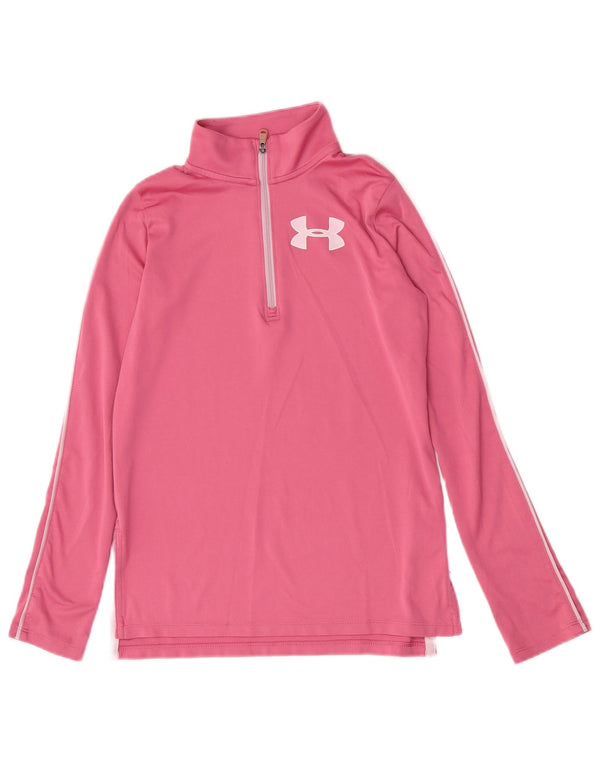 Under Armour Mädchen-Top mit Reißverschluss, langärmlig, 9–10 Jahre, mittelrosa, Sport