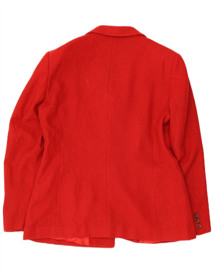 Stefanel Damen-Blazerjacke mit 3 Knöpfen, UK 14, mittelrote Wolle