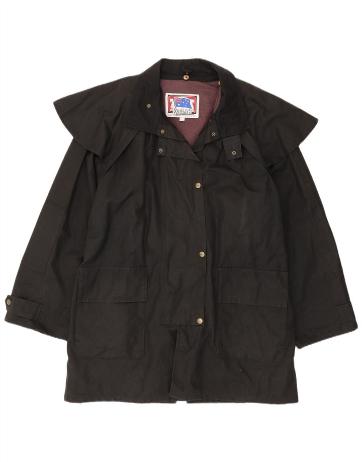 Koolah Damen Übergroßer Capelet-Mantel aus gewachster Baumwolle, UK 14, Mittelschwarz