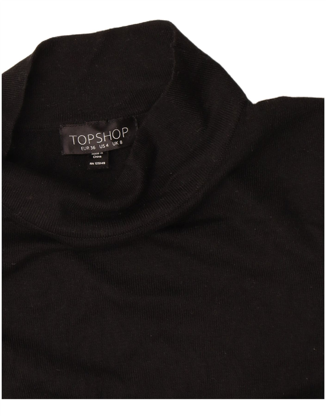 Topshop Damen Crop Rollkragenpullover Pullover UK 8 Small Schwarz