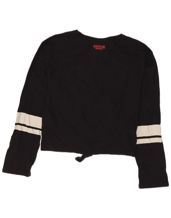Benetton Mädchen-Top mit Grafik, langärmelig, 13–14 Jahre, 3XL, Schwarz