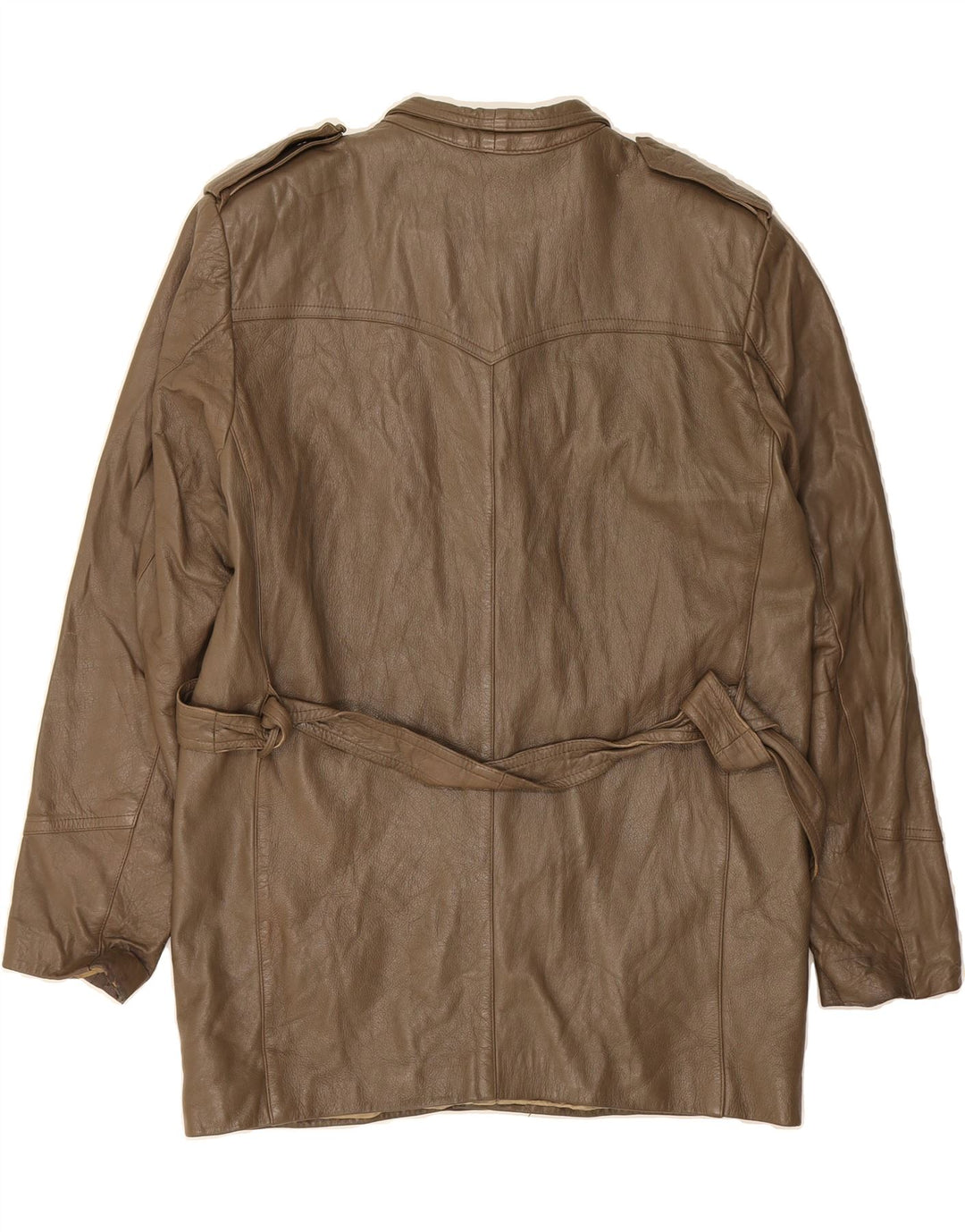 LIVERPOOL Mens Military Leather Jacket Size 52 XL Khaki Vintage Liverpool and Second-Hand Liverpool from Messina Hembry 